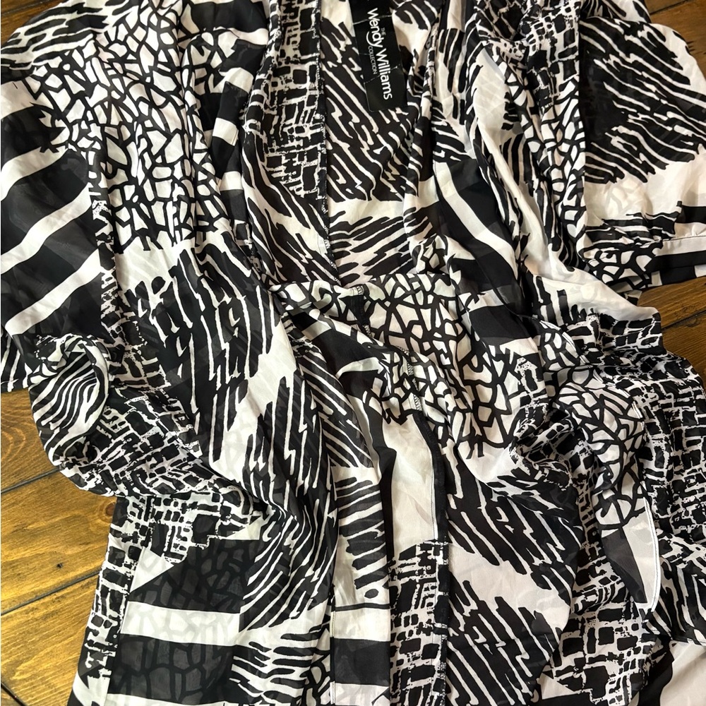 Black and White Patterned Wrap Dress